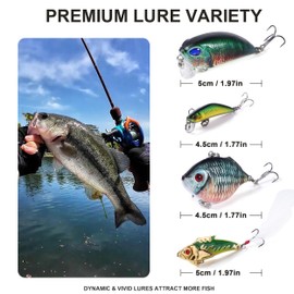 Tbbure 124 Pcs Fishing Lures Gear Equipment Tackle Box for Bass, Fish Kit with Soft Lure,Hooks,Worms,Plastic Bait Accessories Tools, Swimbait,Crappie Jigs,Crankbaits, Gifts for Me