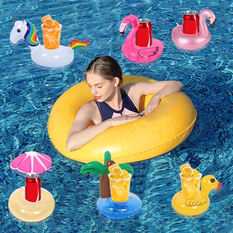 6 portabevande gonfiabili, per piscina, per bevande, galleggiante, per piscina,
