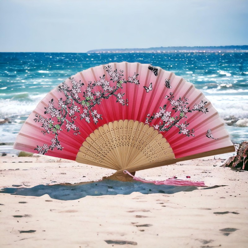 Starlet24 Foldable Bamboo Hand Fan Folding Fan with Tassel Fan