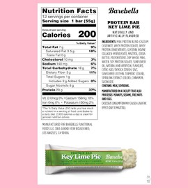 Barebells Protein Bars Key Lime Pie - 12 bars, 20g High Protein Treats - White Chocolate Nutrition Bar with 1g Total Sugars - On-The-Go Breakfast or Post-Workout Snack