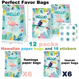 Hawaiian Luau Party Favors, Hawaiian Luau Party Theme Birthday Party Supplies with Slap Bracelets, Paper Bag, Key Chains and Temporary Tattoos for Kids Boys Girls Summer Beach Pool Party Favors