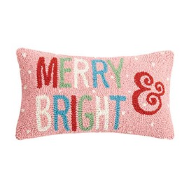 Peking Handicraft 31JES1669C16OB Merry and Bright Holiday Hook Pillow, 16-inch Long
