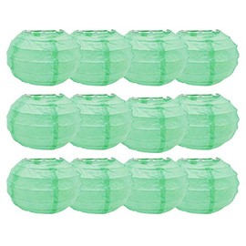 Seta Direct, 3.5-Inch Oval Pumpkin Mini Decorative Paper Lantern [Green, 12 Pack]