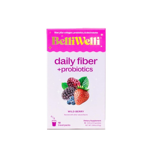 Belli Welli Daily Fiber Supplement Packets with Collagen Probiotics &