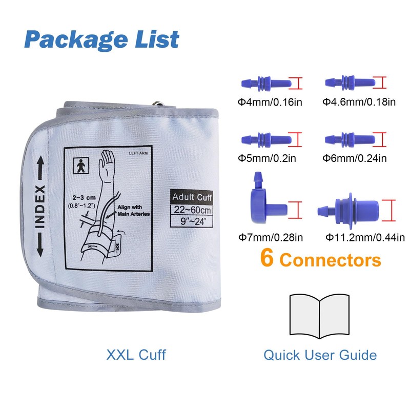 XXL Blood Pressure Cuff 9”-24” (22-60CM) Compatible with Most Automatic