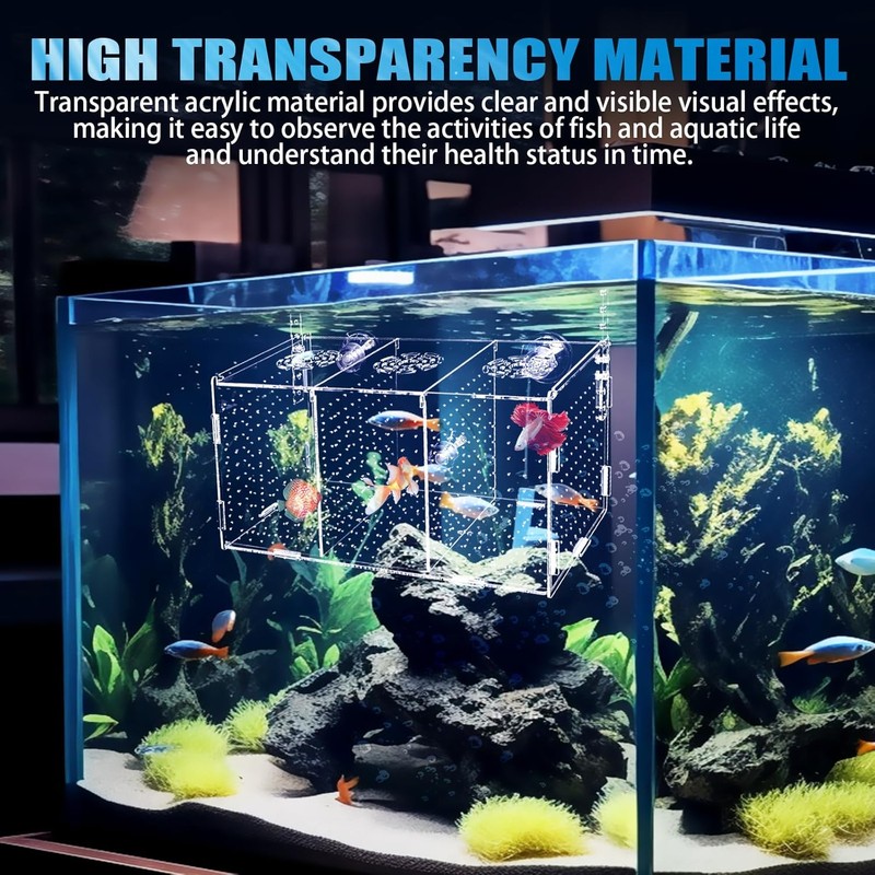 Fish Breeding Box, Acrylic Fish Isolation Box,Fish Separator for Aquarium,