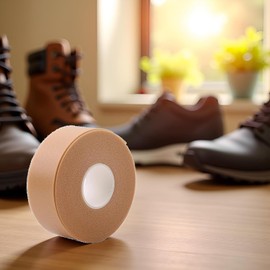 Yellow-Brown Moleskin for Feet Mole Skin Bandage Roll with Extra Templates Heavy Duty Fabric Padding Tape for Shoe Friction Practical Design Moleskin