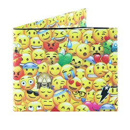 SUPERVEK Smiley Emoji Face Paper Kids Wallet for Boys Girls, Ages 4-18 Teen Emoticon Boy Wallets | Slim Paper Wallet, Mighty Wallet | Kid Toddler Cute Christmas Children Birthday Party Gifts - RFID