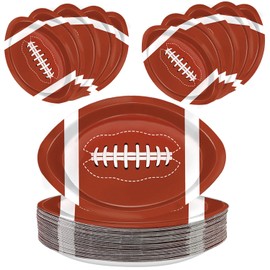 QIYANPAX 50Pcs Football Shaped Disposable Paper Plates Football Plates Football Party Supplies for Football Party Decorations Gameday Tailgate Party Decorations