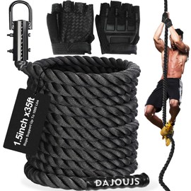 DAJOUJS Climbing Rope 1.5 Inch Diameter 35FT Length Climbing Ropes for Home Gym Workout Fitness & Strength Training, Exercise Rope in Black for Adults or Kids Outdoor & Indoor