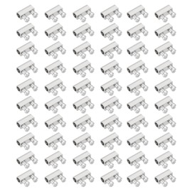 PATIKIL Steel Wire Rope Cable Clamp, 60 Pack M3 Double Hole Wire Rope Clips 3.0mm Line Hole with End Screw Stopper, Nickel Tone