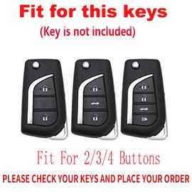 TECART Fit for Toyota Flip key fob cover with keychain,Zinc Alloy Protection key Shell,2/3/4 Buttons Fit For Camry Corolla, Short Keychain-brown
