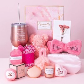Caja Regalo para Mujer de Bath SPA, Cesta de Regalo para Mujeres, Regalo de Cumpleaños para Día Madre para Amigas, Mamá, Hermana, Novia, Regalos de Navidad
