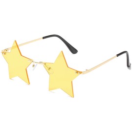 BOJOD Rimless Star sunglasses for women Y2k 90s Colorful Star Shaped Glasses Trendy Cute Clear Sunglasses for Party Yellow