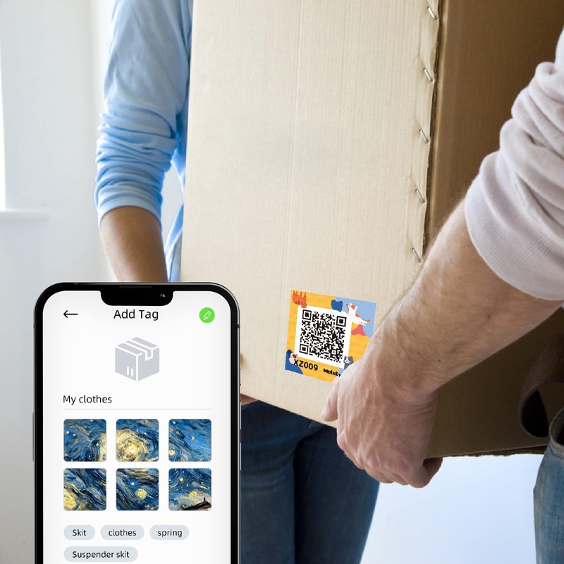 Color-Coded Cartoon QR Code Labels for Storage & Organization -
