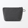 MUJI 84473883 Wrinkle Nylon Pouch with Gusset, Dark Gray, M,