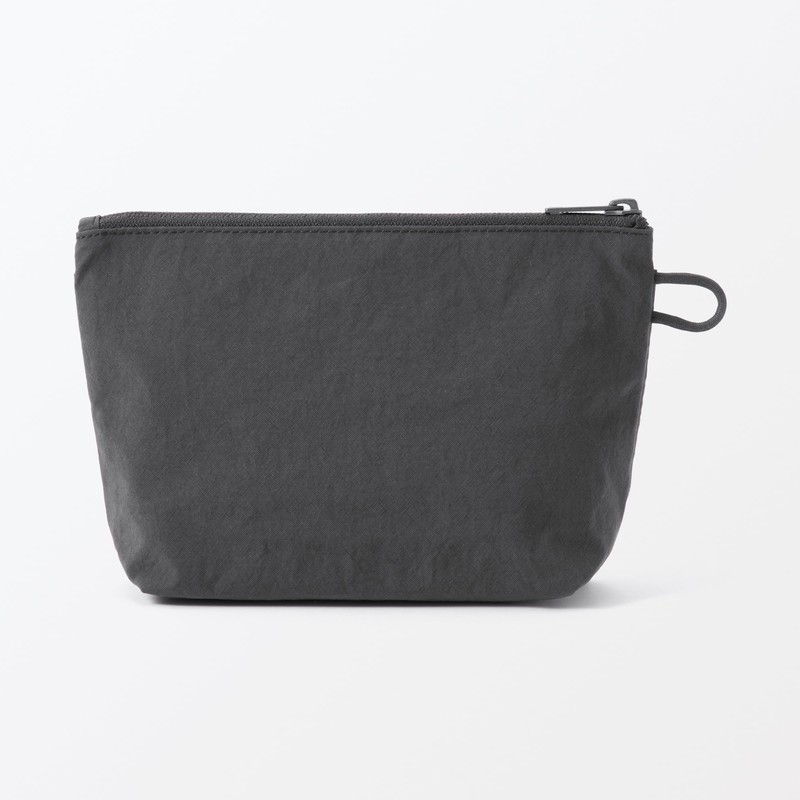MUJI 84473883 Wrinkle Nylon Pouch with Gusset, Dark Gray, M,