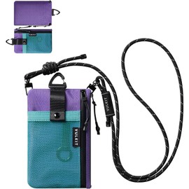 VULKIT Cartera de viaje con bloqueo RFID para hombres y mujeres, resistente al agua para pasaporte y teléfono con cordón desmontable y llavero, portafolios ligera de viaje con cierre