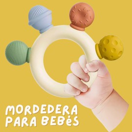 VERALY.MX | Set 2 Mordederas de Silicona para Bebé - Chupón Mordedera para Fruta + Mordedera Texturas Calmantes, Libre de BPA, Seguro y Fácil de Limpiar