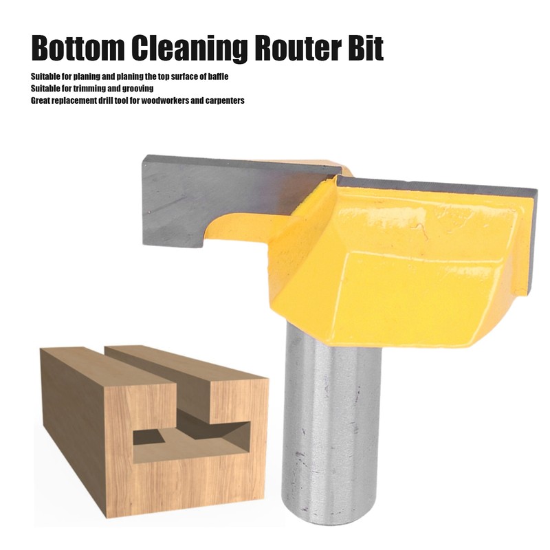 Bottom Cleaning Router Bit 1/2in Shank Surface Planing Routers Cutter