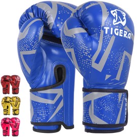 Tigera Children's Boxing Gloves, Kickboxing, Muay Thai Sparring, Training, Punch Bag, Martial Arts, Punching Gloves, Coaching Gloves for Boys, Girls (6 oz, Blue)