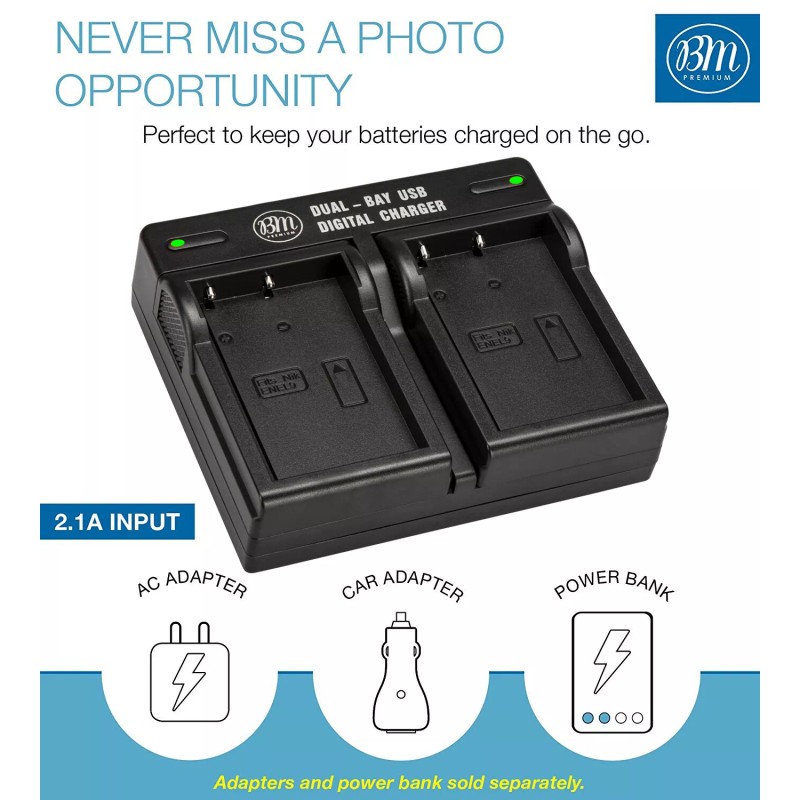 BM EN-EL9A Dual Bay Battery Charger for Nikon D5000, D3000,