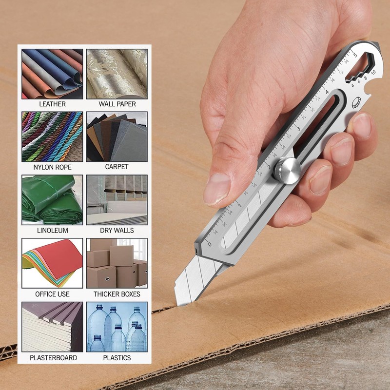 BECOWIN 7-In-1 Mutipurpose Utility Knife, Stainless Steel Retractable Box Cutter,