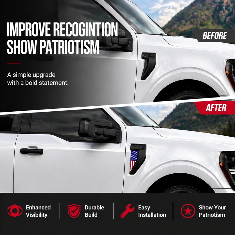 American Flag Decal for 2021-2026 Ford F150 Accessories, Premium Aluminum