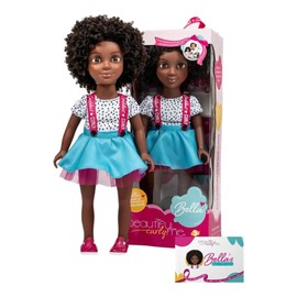 Bella 18-Inch Black Doll with Natural Curly Hair & Medium Brown Skin – African American Baby Doll for Girls Ages 3-9 Years Old - Includes Outfit & Affirmation Book – Perfect for Gift