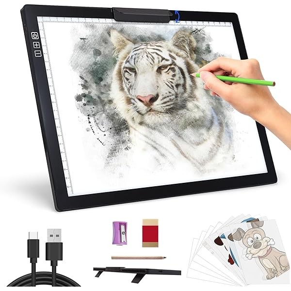 Rechargeable A4 Light Pad - Stepless Dimmable 6 Levels Brightness