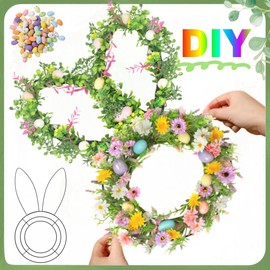 6 Pcs Bunny Wreath Form,Wire Wreath Frame for Easter DIY Craft Project Indoor Outdoor Holiday Hanging Decor 16 Inches (Bunny)