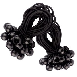 50 Bungees with Ball in Black, Expander Attachment for Tarpaulins, Banners, Trailers, Tents, Trampolines etc. Rubber Tensioner Universal