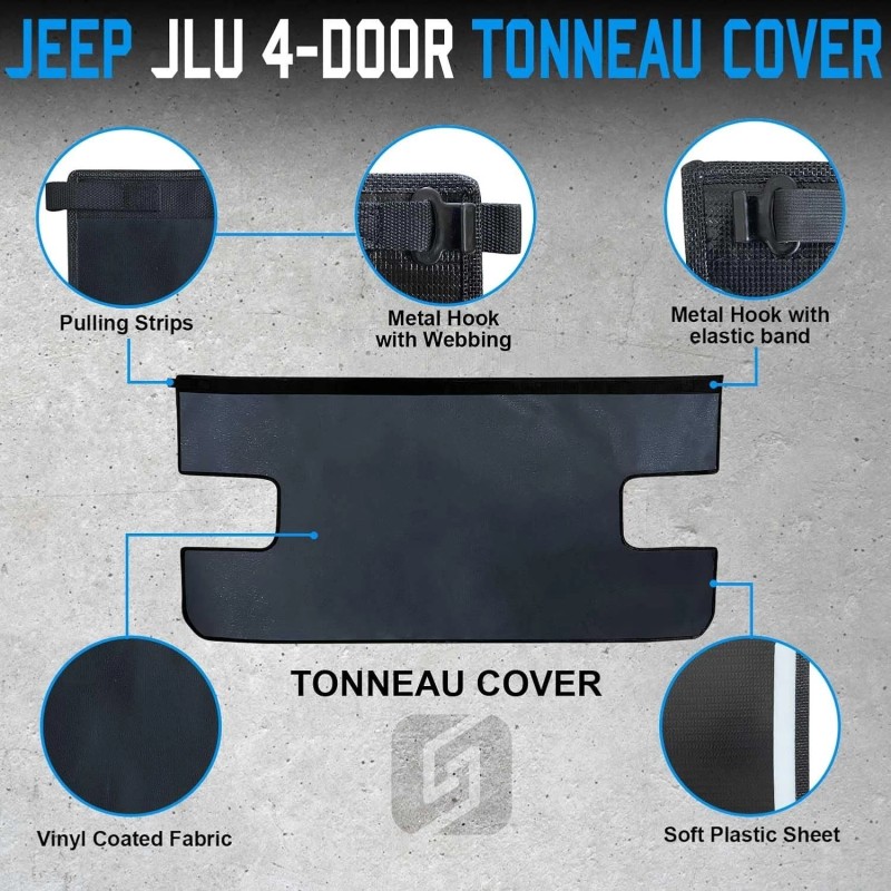 Coverspec Tonneau Cover Compatible with Jeep Trunk Cover Wrangler JL