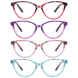 Przene 4 Pack Cat Eye Reading Glasses,Blue Light Blocking Readers for Women Men 2.75