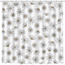 MEHOFOND Daisy Shower Curtain Cute Floral Shower Curtain for Bathroom Washable Durable Fabric Bathroom Shower Curtains 72x72 in