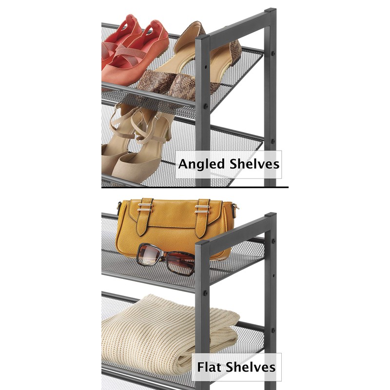Whitmor Steel Mesh 3-Tier Shoe Rack Gunmetal