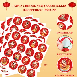 WALENGIF 192PCS Happy Chinese New Year Stickers 2026 - Year of The Horse Candy Stickers Chinese New Year Decorations Lunar New Years Sticker Label for Chocolate Spring Festival Party Supplies Gifts