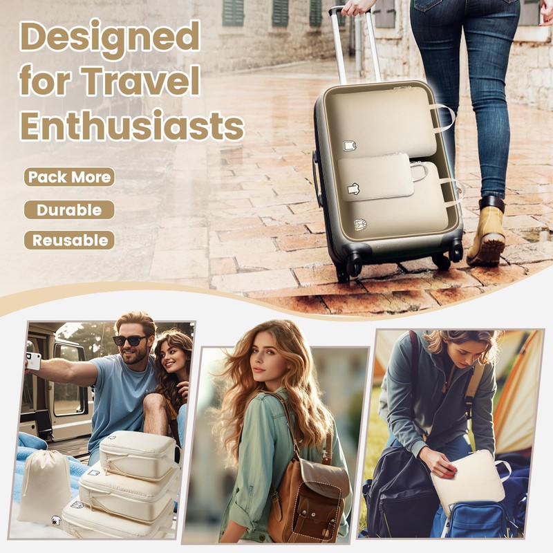 Compression Packing Cubes for Backpack 5 Beige