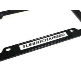 Unbranded SILVER/BLACK TURBOCHARGED ENGINE LICENSE PLATE TAG FRAME - CARBON FIBER LOOK