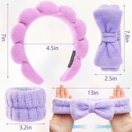 Ztomine Headbands for Women - Spa Headband and Wristband Set - Headband for Washing Face,Facial Mask,Makeup and Skin Care