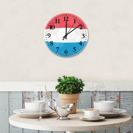 Silent Wall Clock Silent Non-Ticking Large Numbers Battery Operated Football Theme Luxembourg Rustic Wood Clocks Rugby Football Coaches Gifts Wall Decor for Washroom Kitchen Daycare 12 Inch