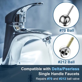 Dreyoo 2 Pack Bathroom Shower Faucet Repair Kit, Compatible with Delta/Peerless #RP3614 and Danco 88103, Compatible with Delta/Peerless Single Handle Faucets, #70 and #212 Ball, Stainless Steel