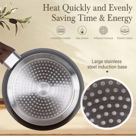 Kitchen Academy Induction Pots and Pans Set Non Stick - 12 Pcs Nonstick Kitchen Cookware Set, Black Hammered Cooking Pans Set