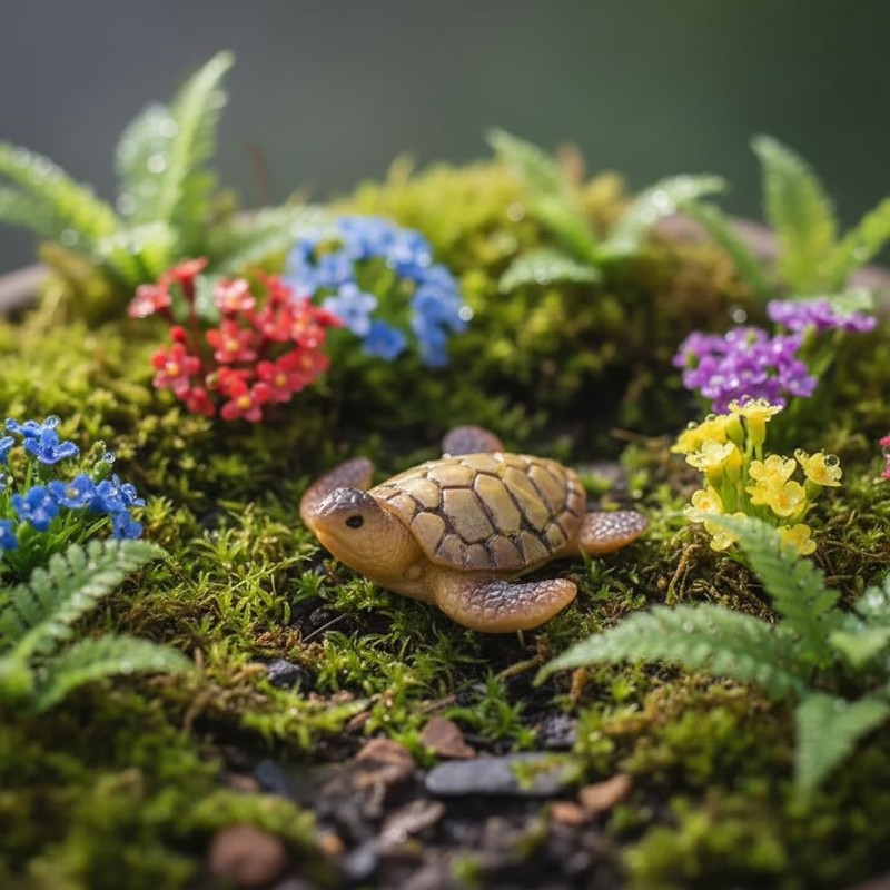 Ssmmam 2Pcs Miniature Sea Turtle Figurines for Fairy Garden, Fish
