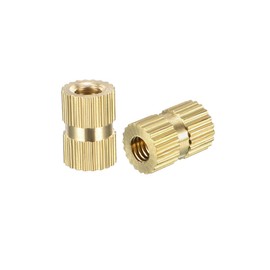 sourcing map Knurled Insert Nuts - 20Pcs M3 x 8mm Length x 5.4mm OD Female Thread Brass Threaded Insert Embedment Nut for 3D Printer