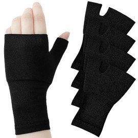 4 piezas unisex para muñeca y pulgar sin dedos, guantes de compresión para artritis, muñequera deportiva para fatiga y escritura (negro, mediano)
