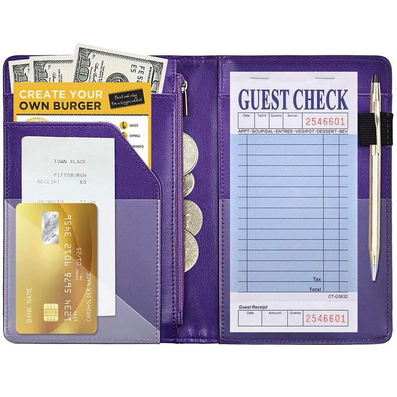 Server Books For Waitress/Waiter Book with Zipper Money Pocket,Cute Waitress