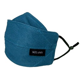 KELAMY Origami Style Cloth Face Mask Reusable & Washable with Filter Pocket, Nose Wire, Anti Fog Guard (Teal Blue, Medium - Child Age 6-11)