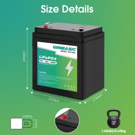 winbasic 12v 5Ah Lithium Battery Compatible for Chamberlain 41A6357 / LiftMaster 485lm / Craftsman 4228 Backup Equipped Garage Door Openers