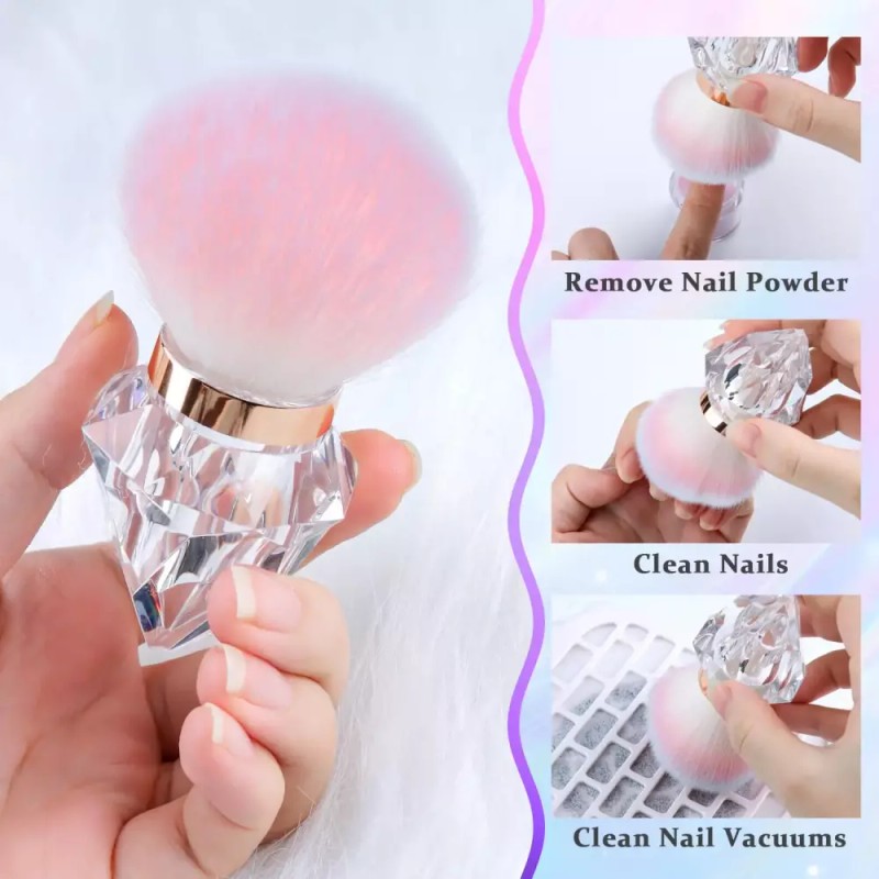Clear Diamond Base 아크릴 네일과 메이크업 매니큐어 더스트 청소 도구를